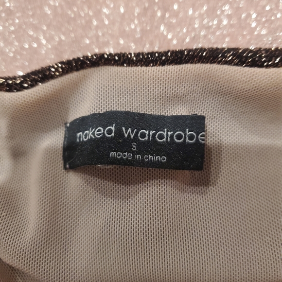 NAKED WARDROBE Sparkly Cowl Neck Mini Dress S - Picture 9 of 13